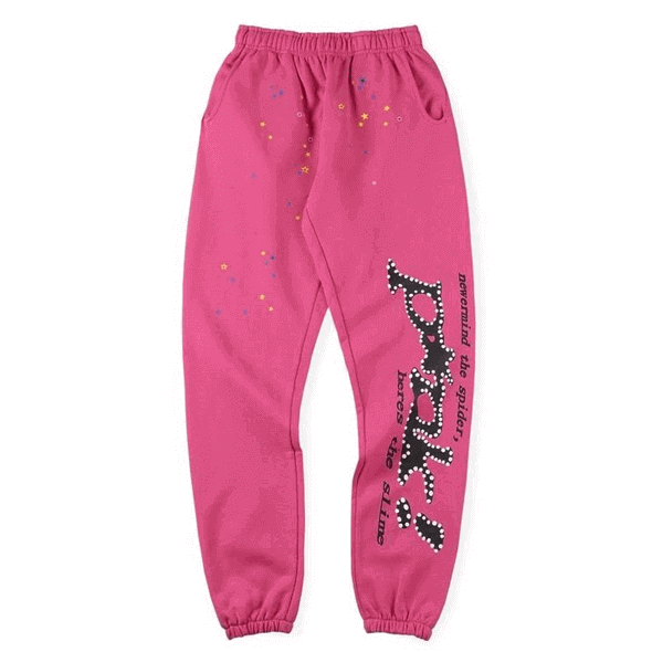 Sp5der Punk Little Star Graffiti Pink Pants