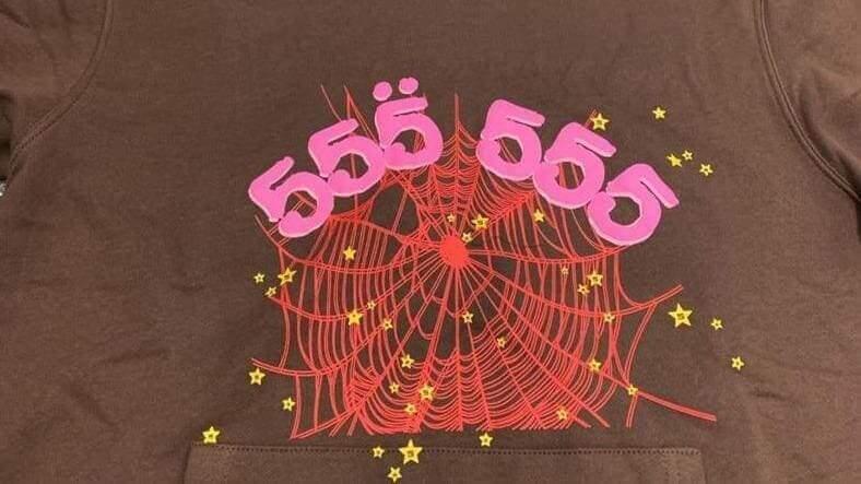 sp5der 555 555 Printed Brown Hoodie
