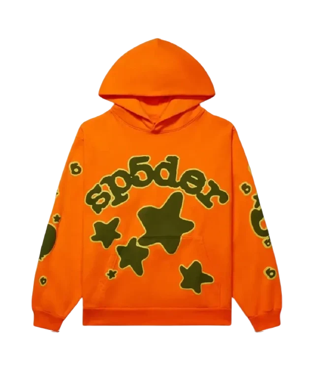 Sp5der Beluga Hoodie Sp5 Brown Orange Logo